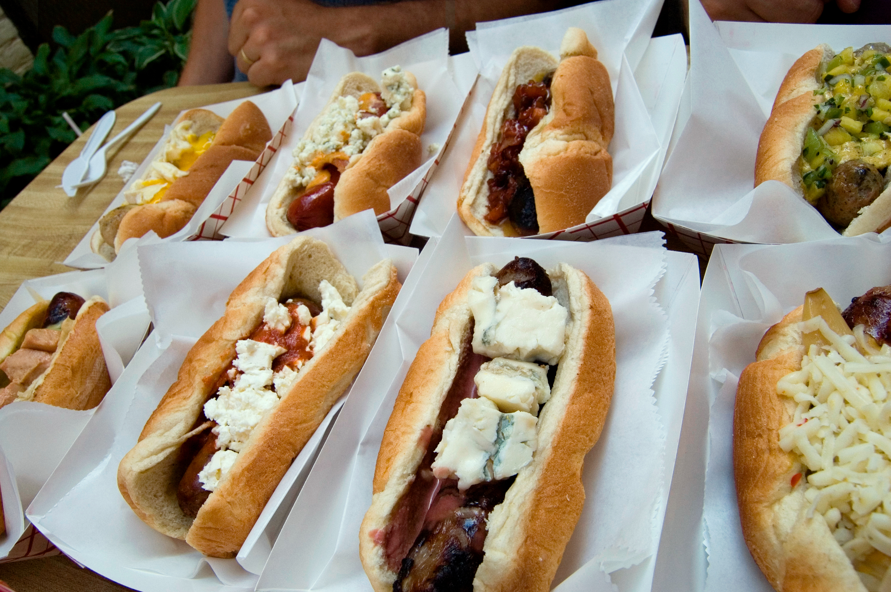 A selection of real hot dogs
